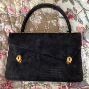 Fabris black suade evening bag